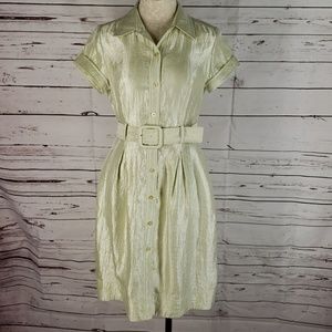 Adrianna Papell lime green shiny sz 6 shirt dress